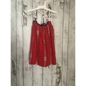Le Top Red Nautical Rope Print Halter Sundress Girls 6X Summer A-Line Dress